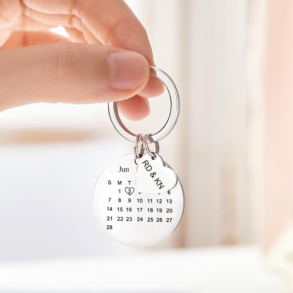 Custom Photo Engraved Keychain Date Save Keychain Significant Date Marker Christmas Gifts for Him