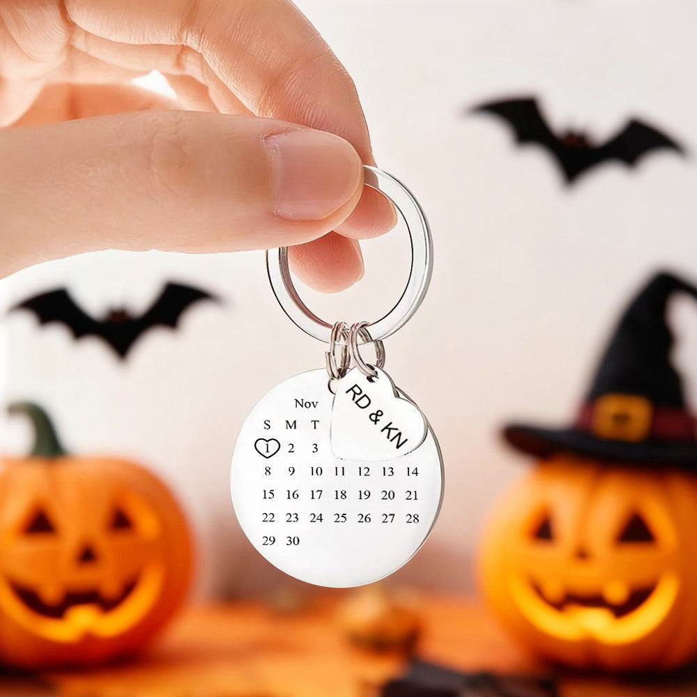 Personalized Calendar Keychain Significant Date Marker Gifts for Couples Halloween Gifts