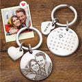 Custom Photo Engraved Keychain Date Save Keychain Significant Date Marker Christmas Gifts for Him