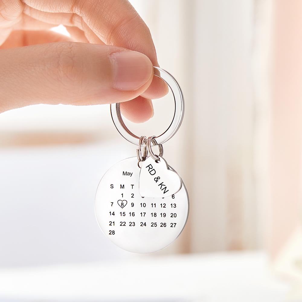 Custom Photo Engraved Keychain Date Save Keychain Significant Date Marker Custom Anniversary Gift For Mom