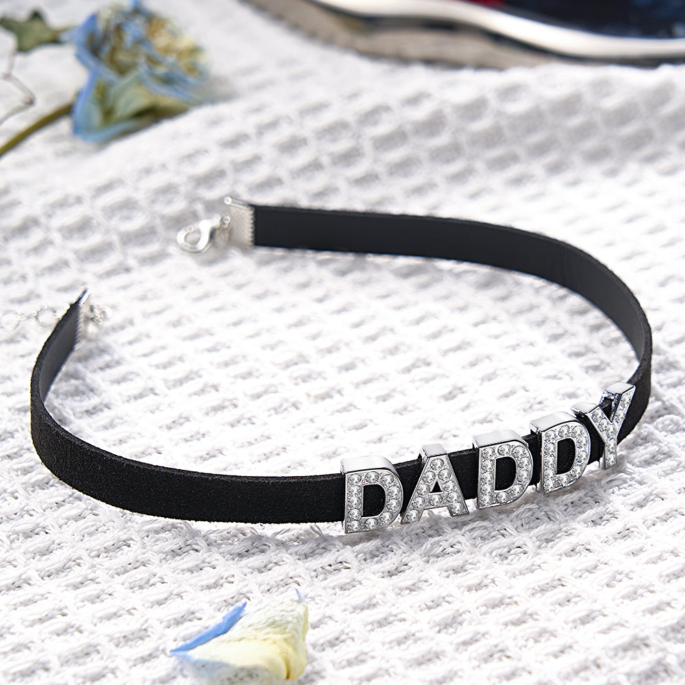 Custom Fashion Letter Necklace Black Leather Choker Collar Personalized Sexy Party Name Necklace Jewelry