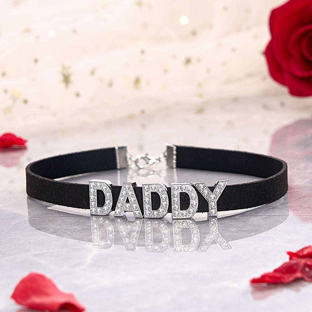 Custom Fashion Letter Necklace Black Leather Choker Collar Personalized Sexy Party Name Necklace Jewelry