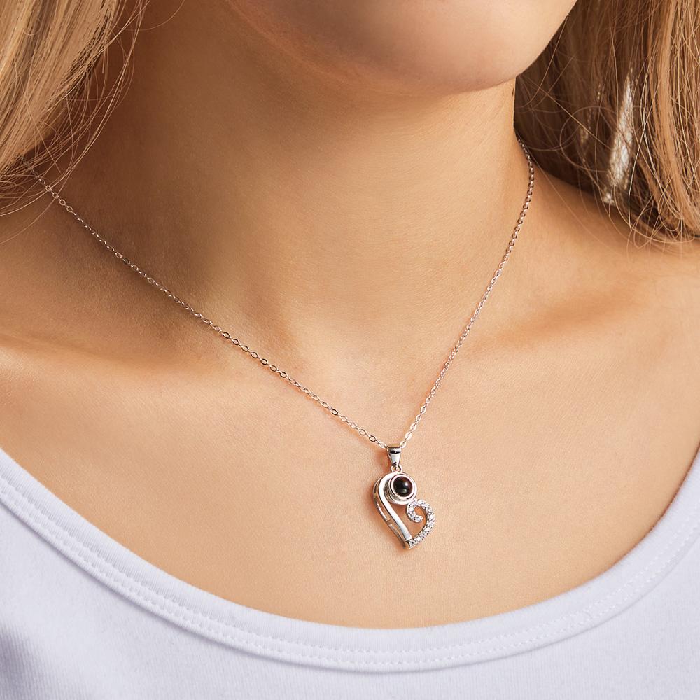 Custom Projection Necklace Heart-shaped Unique Creative Gift for Couple