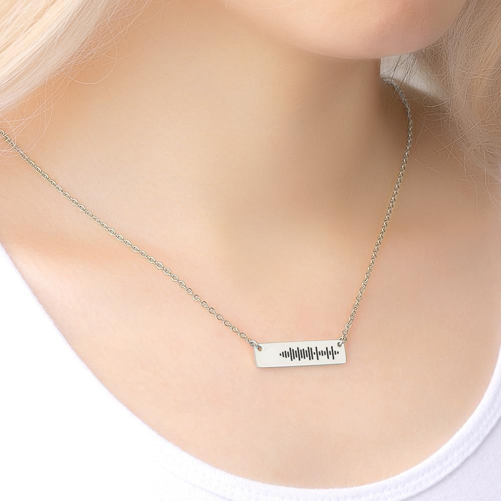 Scannable Music Code Bar Necklace Engraved Necklace 50cm+5cm