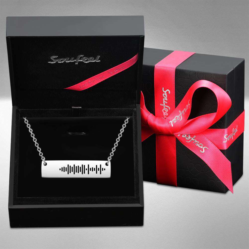 Scannable Music Code Bar Necklace Engraved Necklace 50cm+5cm