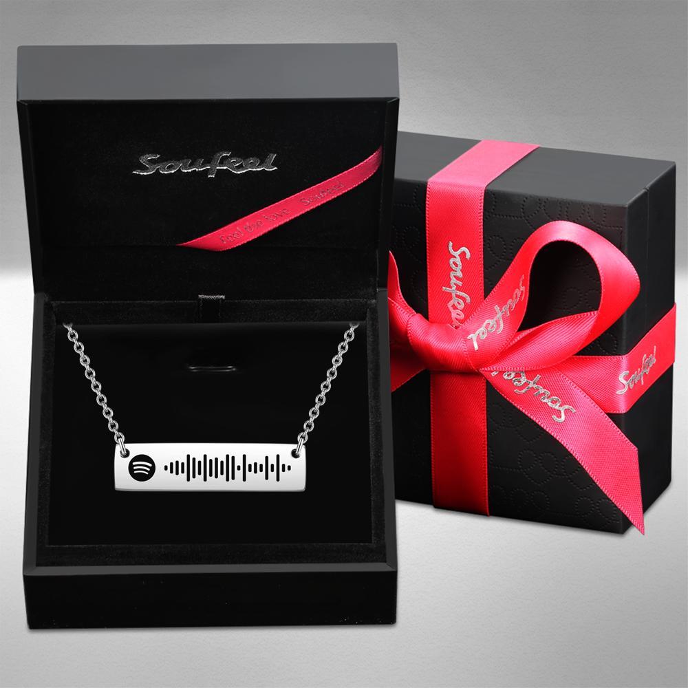 Scannable Spotify Code Bar Necklace Engraved Necklace 50cm+5cm