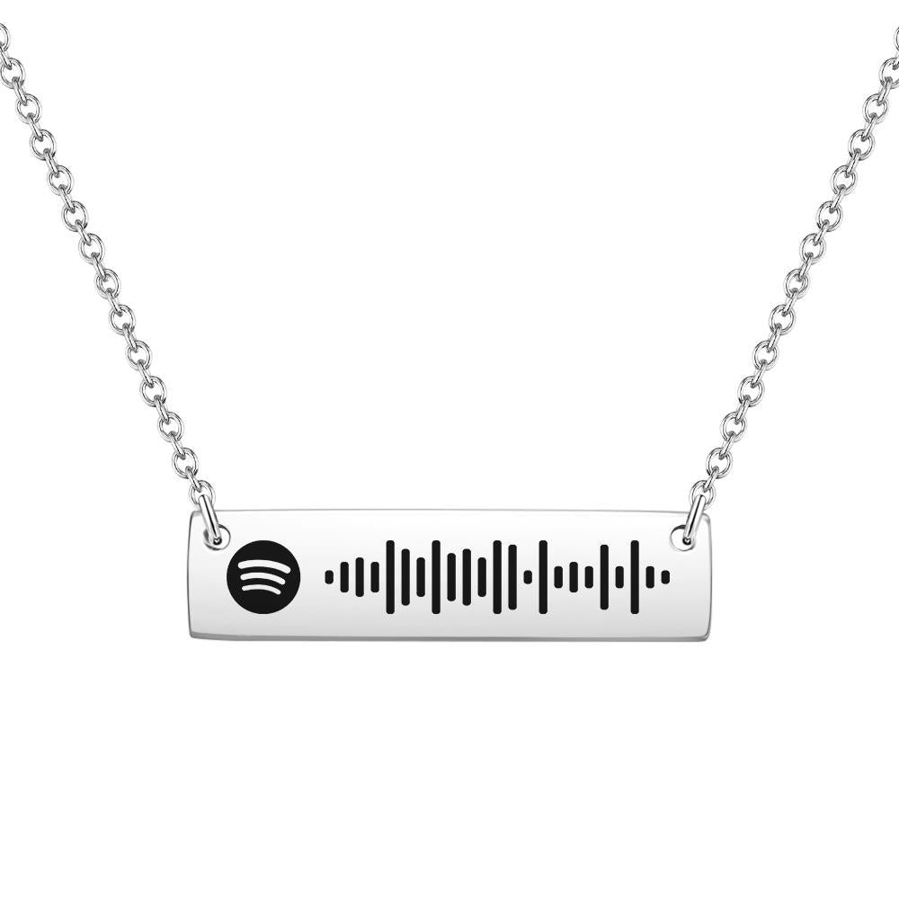 Scannable Spotify Code Bar Necklace Engraved Necklace 50cm+5cm