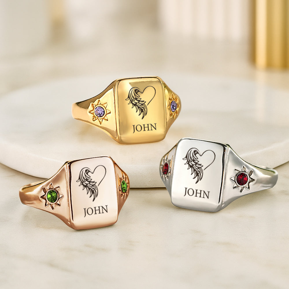 Personalized Birthstone Photo Ring 2 Photo Colors Custom Jewelry Perfect Gift for Her Anniversary Gift Mother's Day Gift
