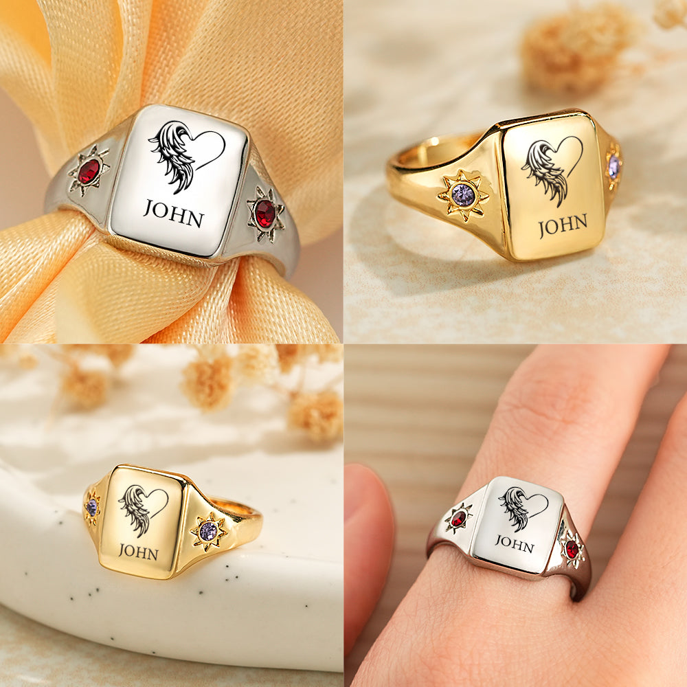 Personalized Birthstone Photo Ring 2 Photo Colors Custom Jewelry Perfect Gift for Her Anniversary Gift Mother's Day Gift