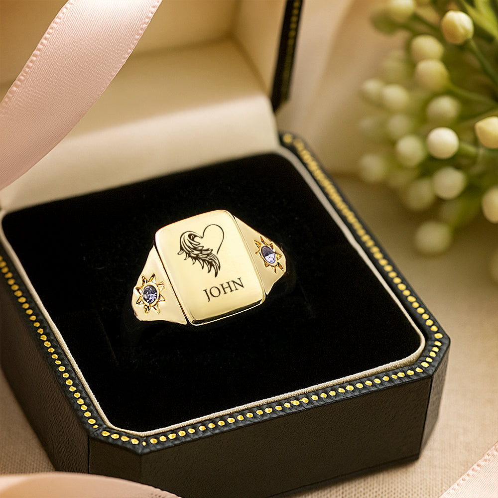Personalized Birthstone Photo Ring 2 Photo Colors Custom Jewelry Perfect Gift for Her Anniversary Gift Mother's Day Gift