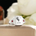 Custom Birthstone Name Ring Winged Heart Ring Personalized Jewelry Perfect Gift for Her Anniversary Gift