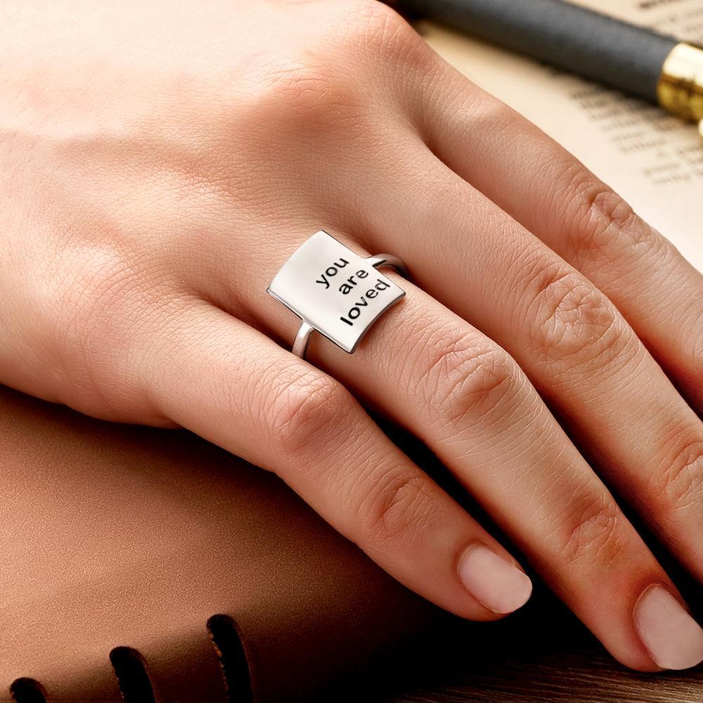 Custom Engraved Rings Square Adjustable Opening Design Gifts