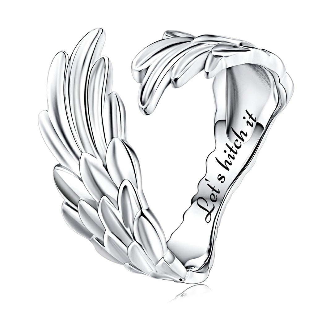 Angel Wings Open Ring Silver