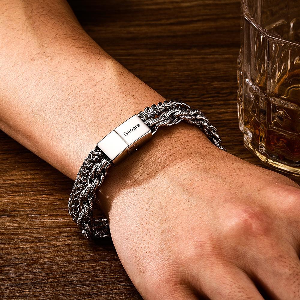 Custom Engraved Bracelet Stainless Steel Gifts for Him Gifts