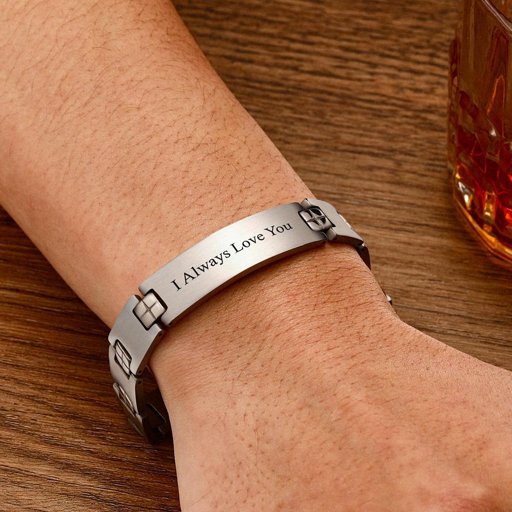 Engraved Bracelet Men's Bracelet Name Bracelet Custom Your Text Gifts for Him