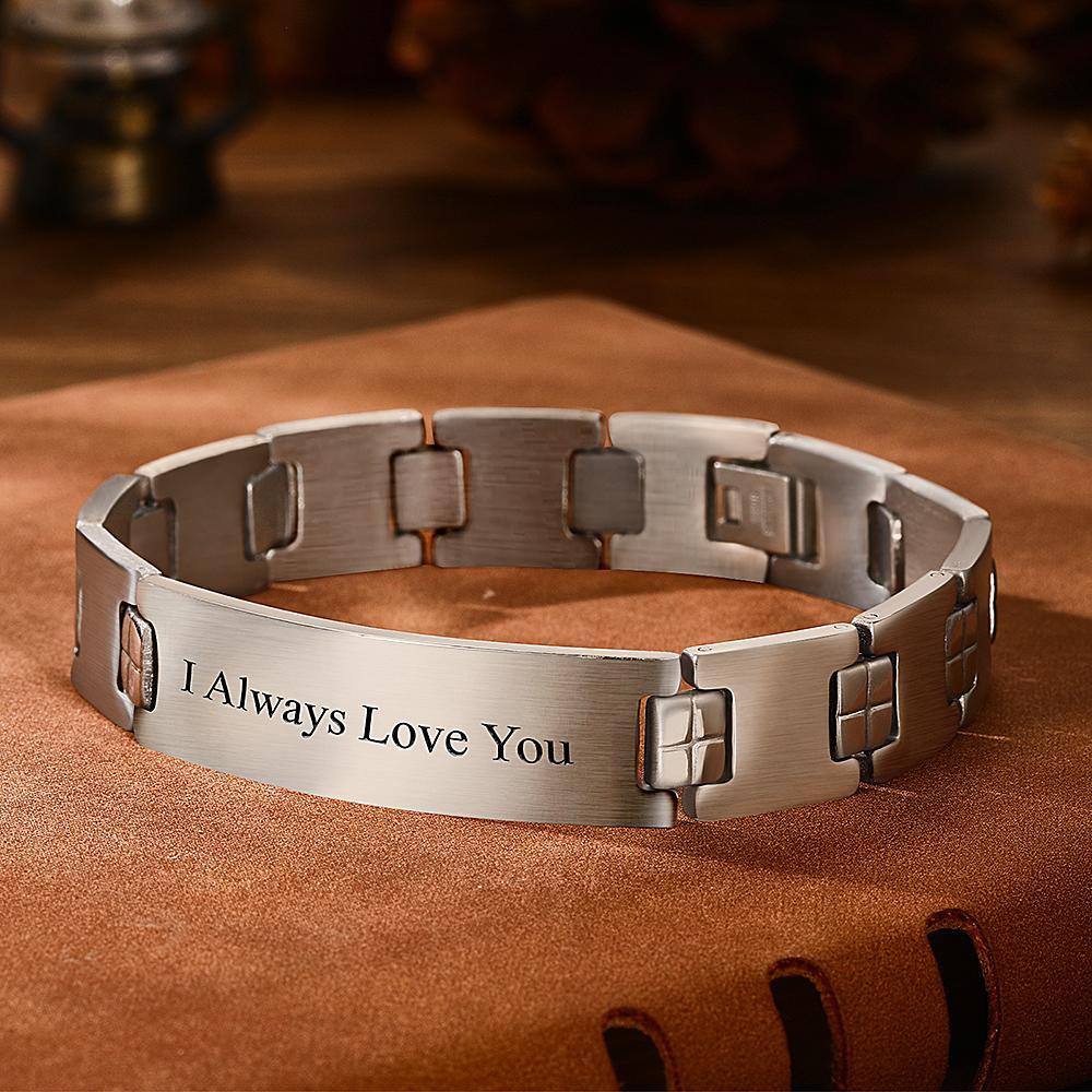 Engraved Bracelet Men's Bracelet Name Bracelet Custom Your Text Gifts for Him
