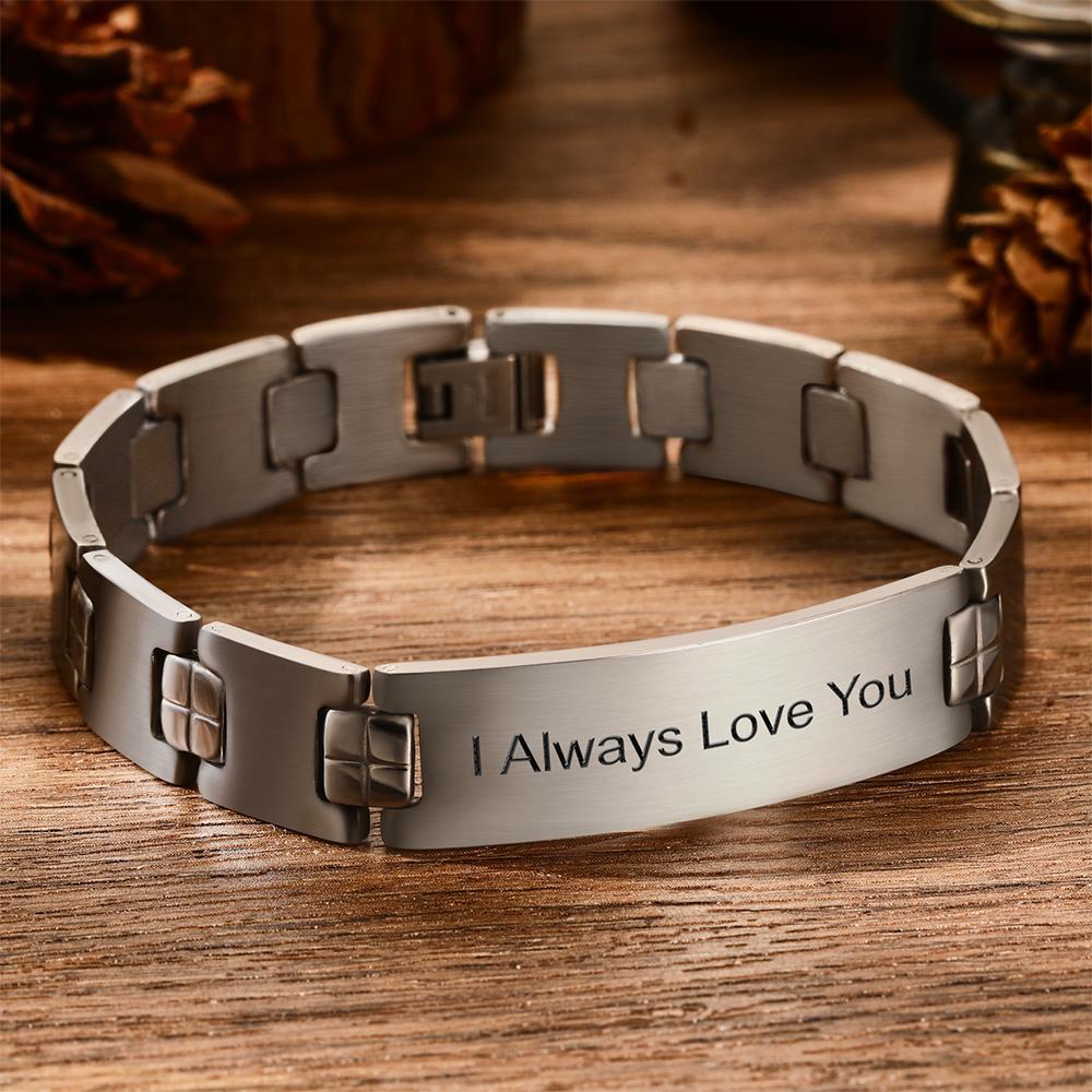 Engraved Bracelet Men's Bracelet Name Bracelet Custom Your Text Gifts for Him