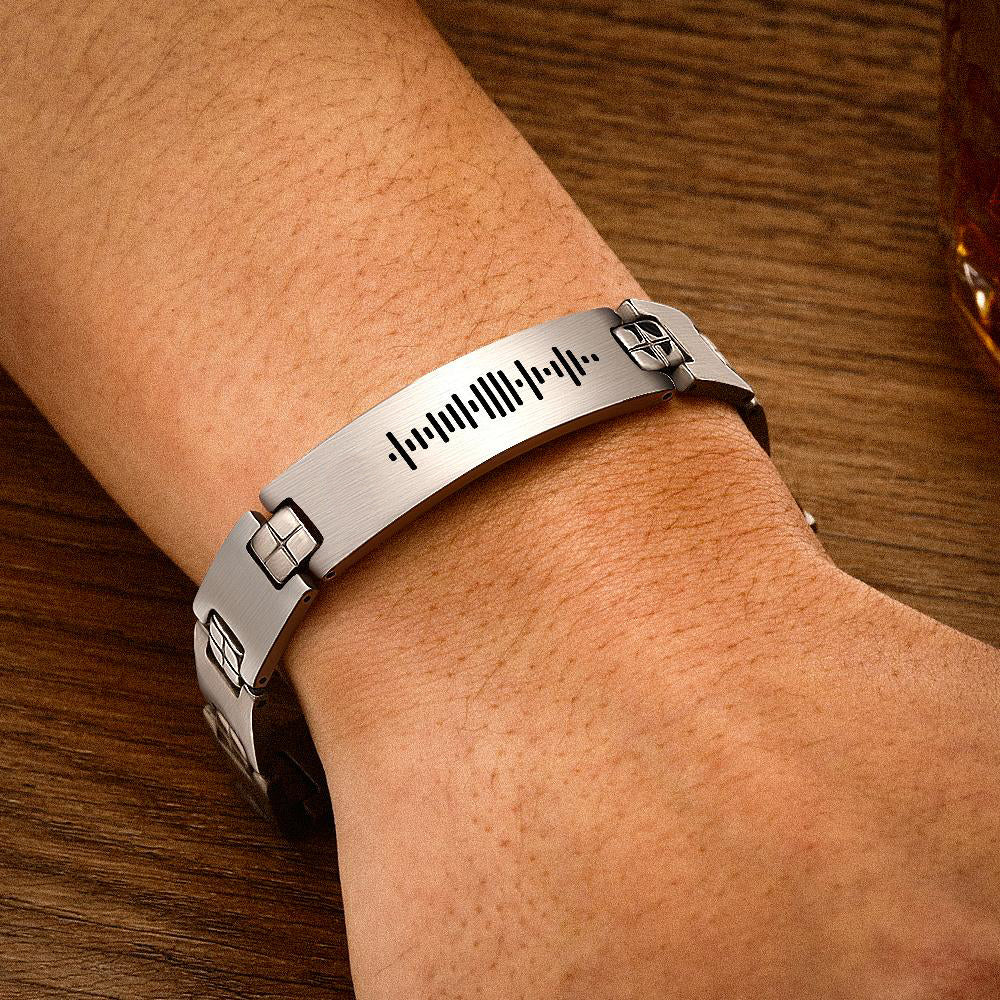 Custom Scannable Music Code Man's Bracelet Music Gift