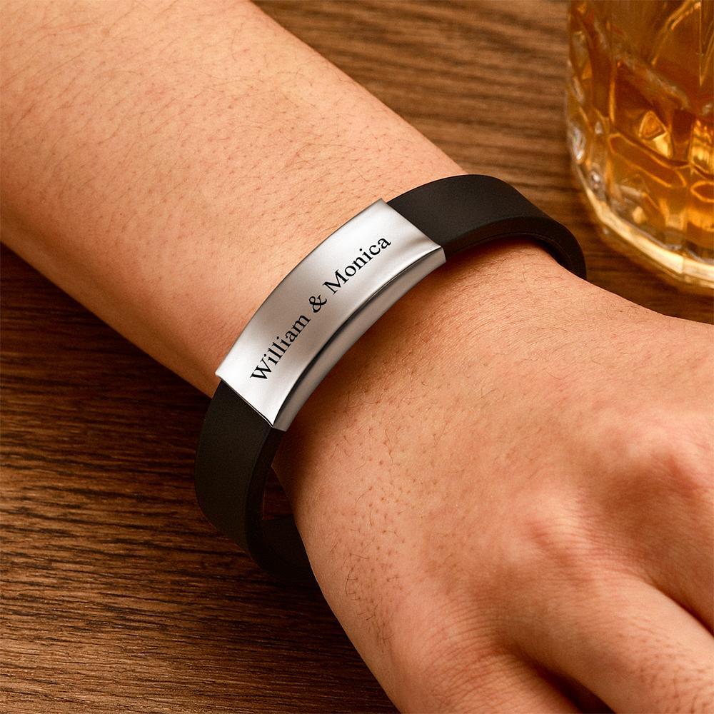 Engraved Bracelet Men's Bracelet Name Bracelet Custom Your Text Giftsfor Best Friends