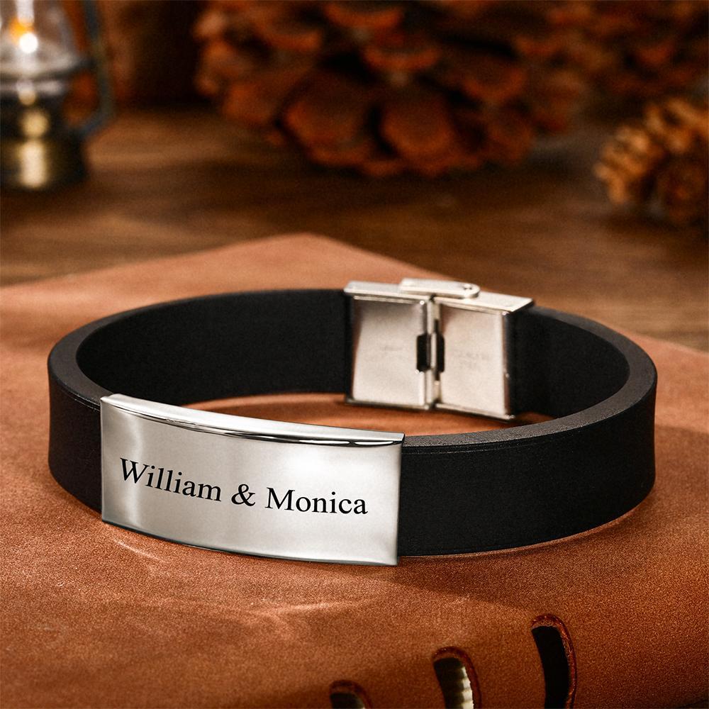 Engraved Bracelet Men's Bracelet Name Bracelet Custom Your Text Giftsfor Best Friends
