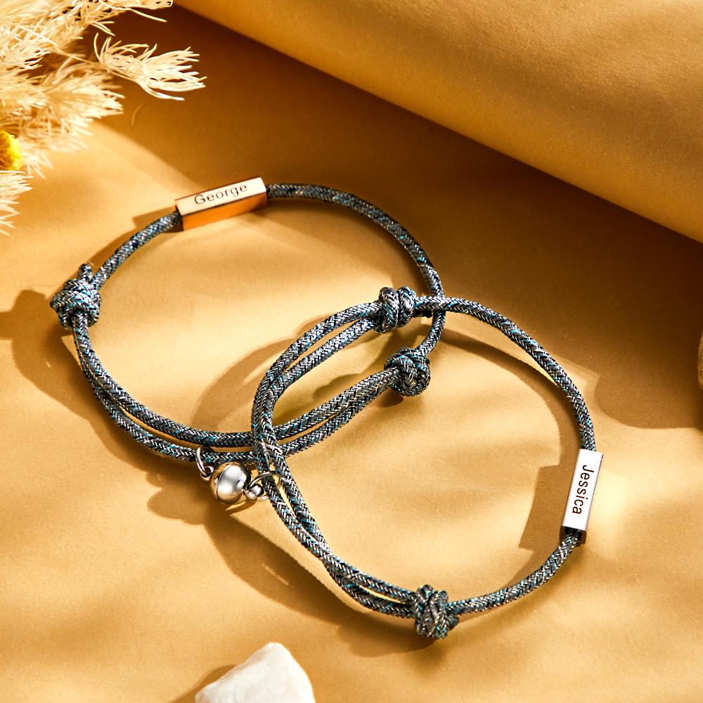 Custom Engraved Bracelets Magnetic Bracelets Gifts for Couple