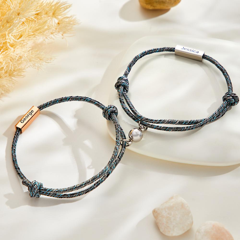 Custom Engraved Bracelets Magnetic Bracelets Gifts for Couple