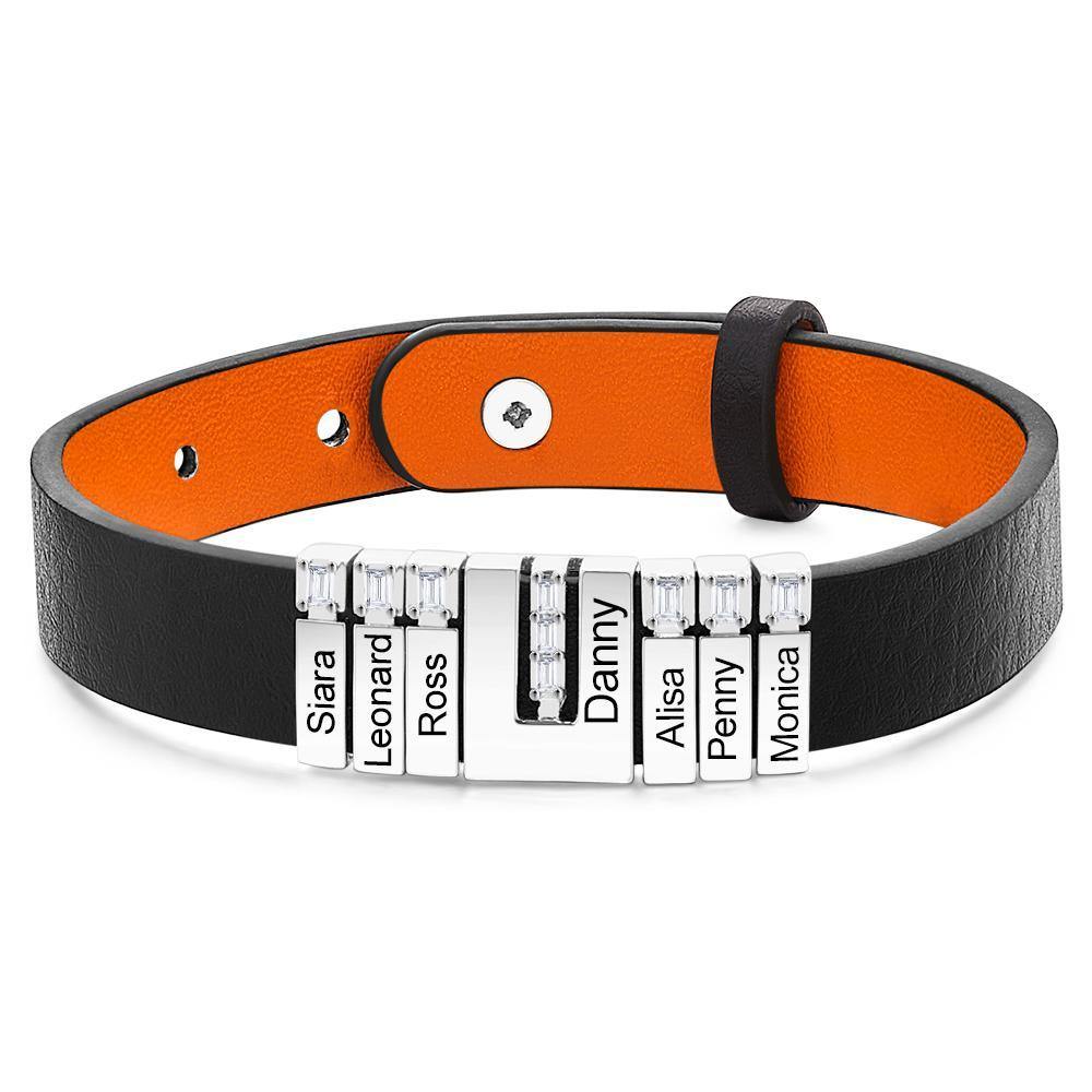 Men's Personalized Leather Bracelet With Adjustable Diamond Beads, Perfect Gift For Father's Day Anti-oxidation Stainless Steel