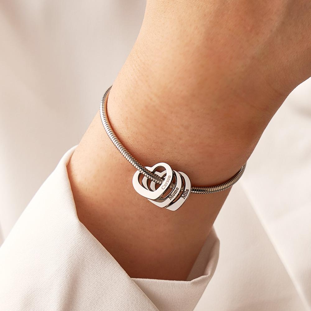 Custom Engraved Bracelet Custom Mom and Kids Name Heart Charms Gifts