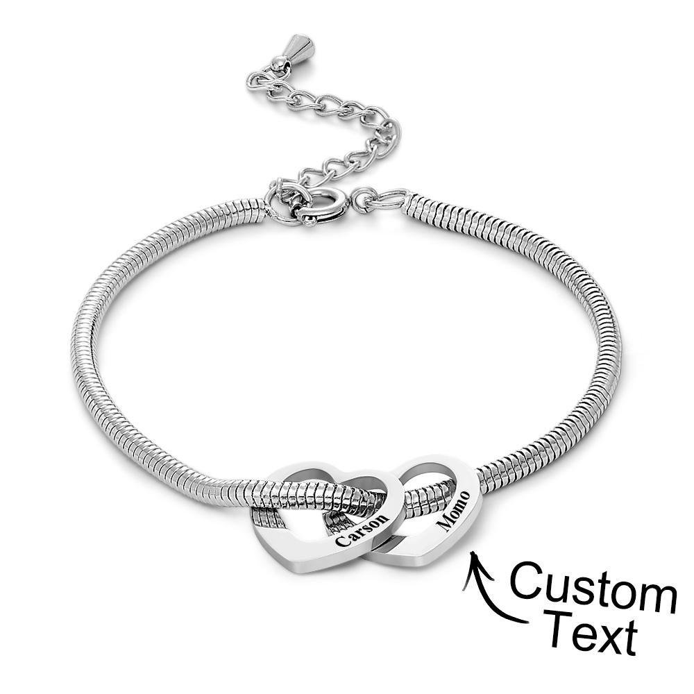 Custom Engraved Bracelet Custom Mom and Kids Name Heart Charms Gifts