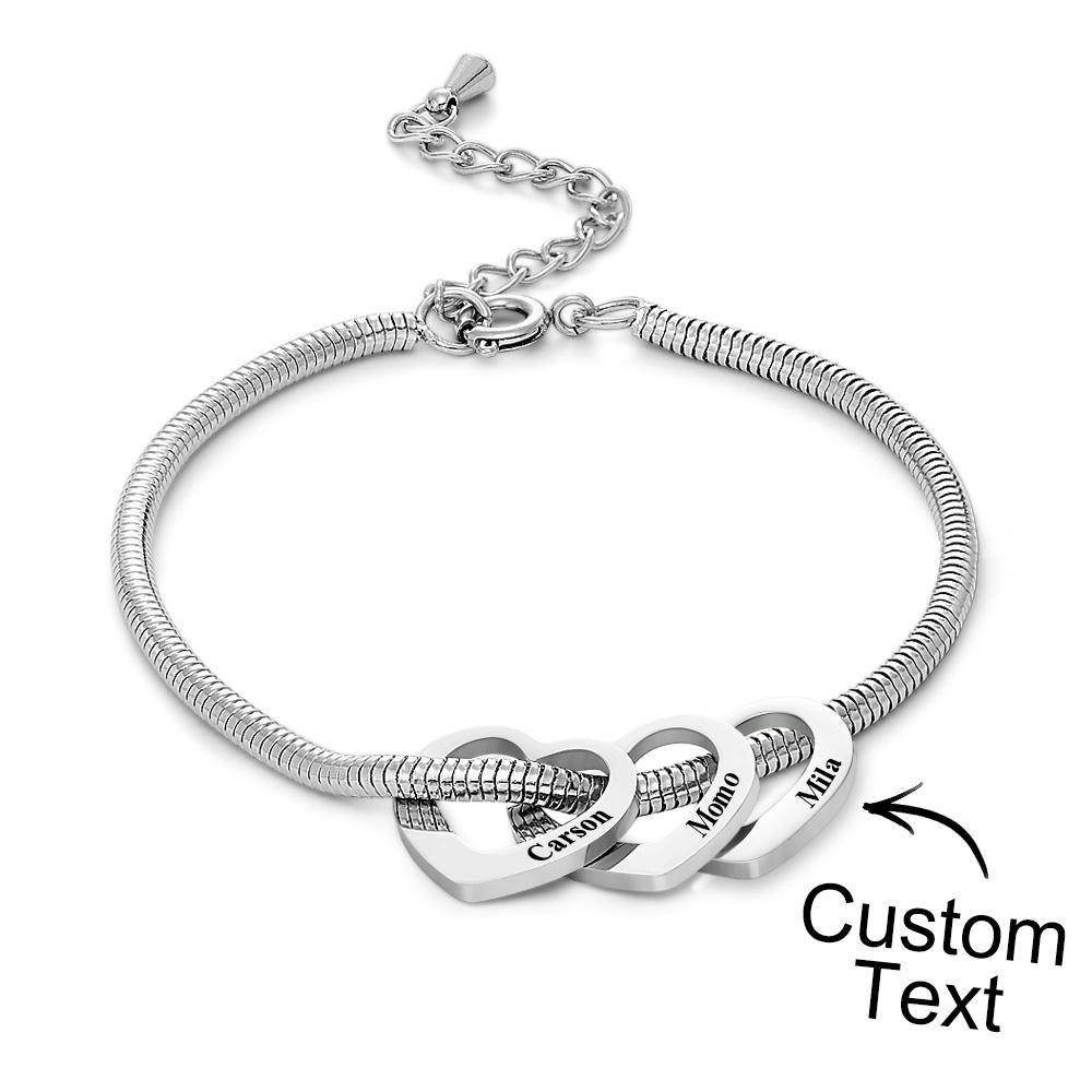 Custom Engraved Bracelet Custom Mom and Kids Name Heart Charms Gifts