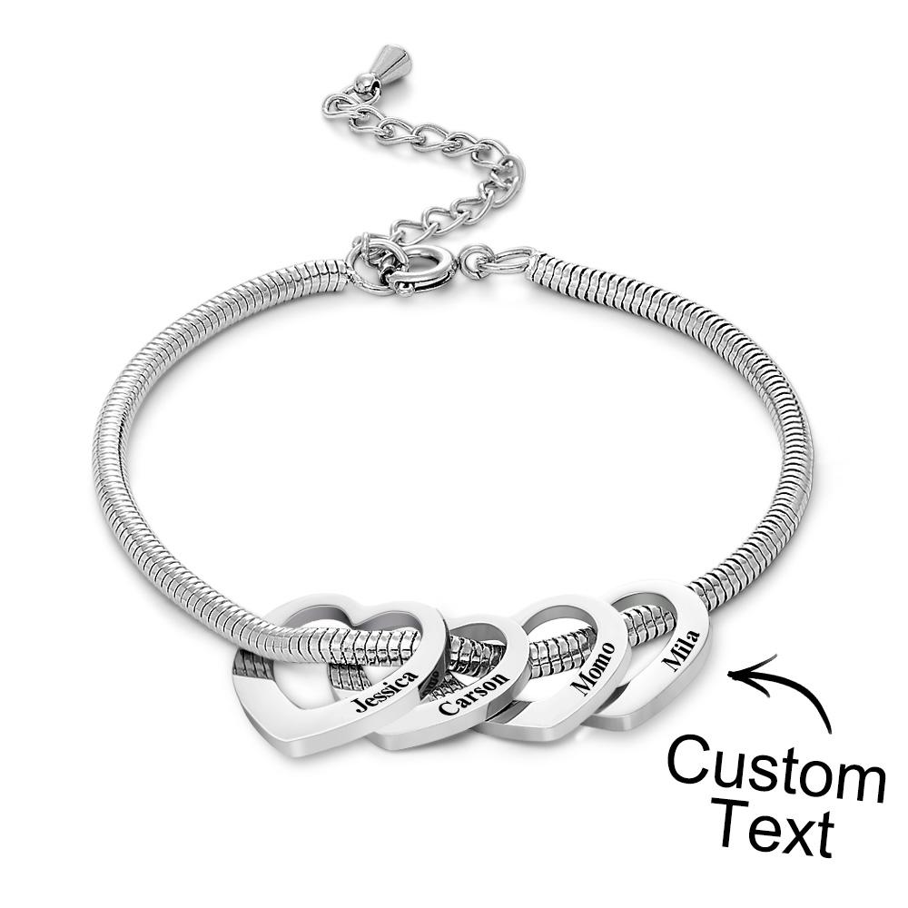 Custom Engraved Bracelet Custom Mom and Kids Name Heart Charms Gifts