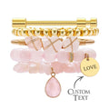 Custom Birthstone Engraved Bracelet Crystal Pink Bohemia Style Gift