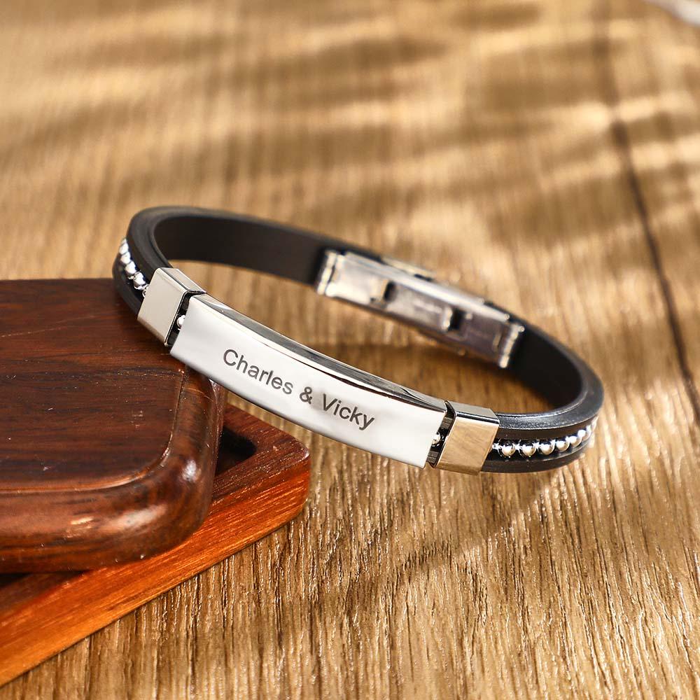 Custom Engraved Bracelet Trendy Glossy Rivet Bracelet Jewelry Gifts For Men
