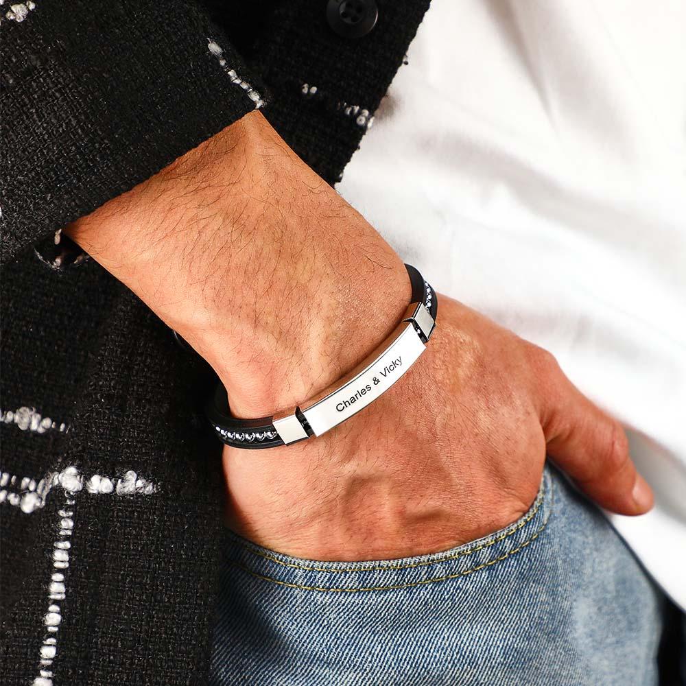 Custom Engraved Bracelet Trendy Glossy Rivet Bracelet Jewelry Gifts For Men
