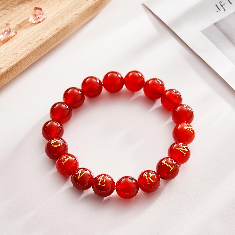 Custom Name Bracelet Letter Stone Beaded Bracelet for Her