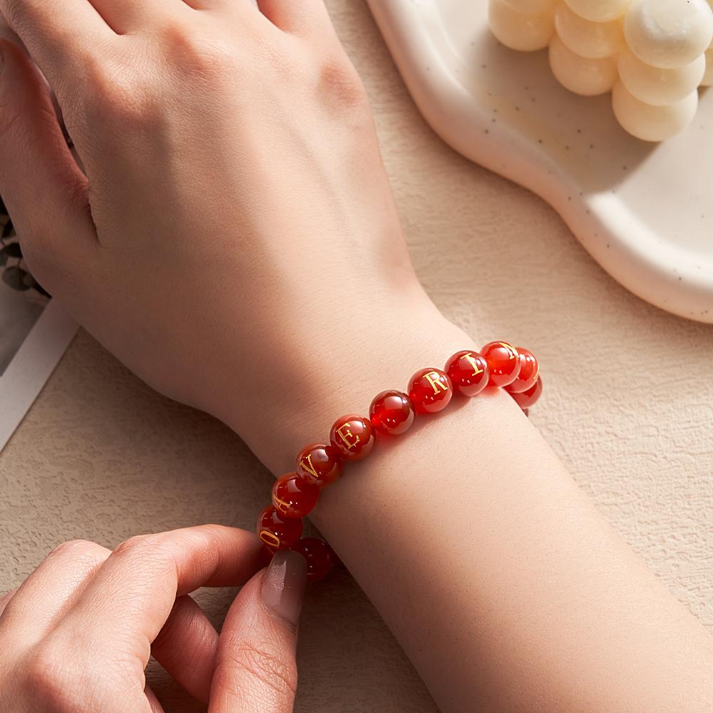 Custom Name Bracelet Letter Stone Beaded Bracelet for Her