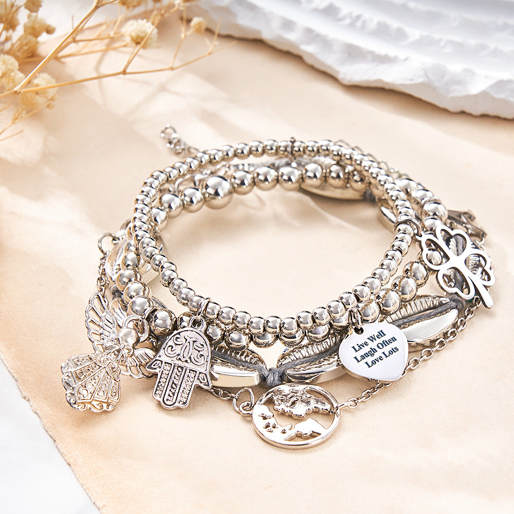Custom Engraved Bracelet Stack Metal Unique Gift