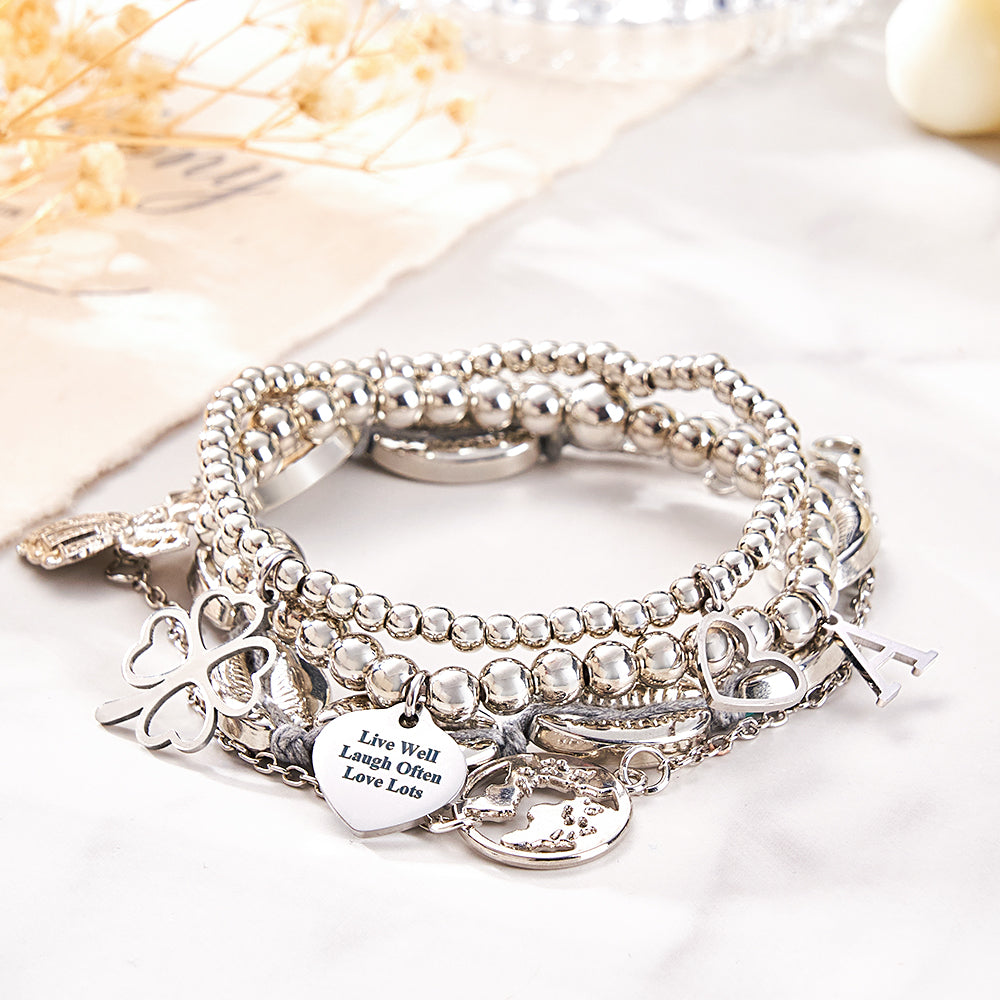 Custom Engraved Bracelet Stack Metal Unique Gift