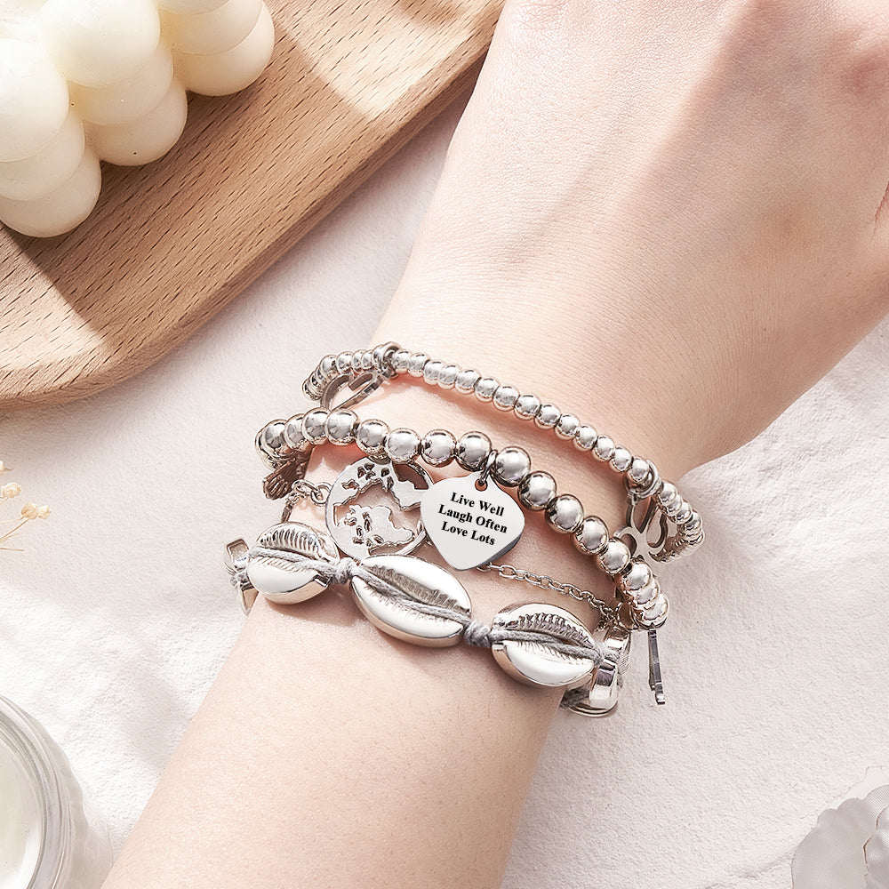Custom Engraved Bracelet Stack Metal Unique Gift