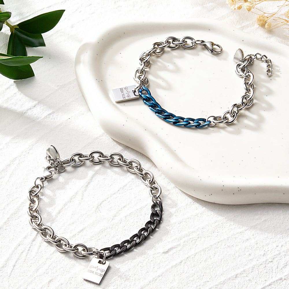 Personalized Engraved Bracelet Splicing Chain Fashion Gift