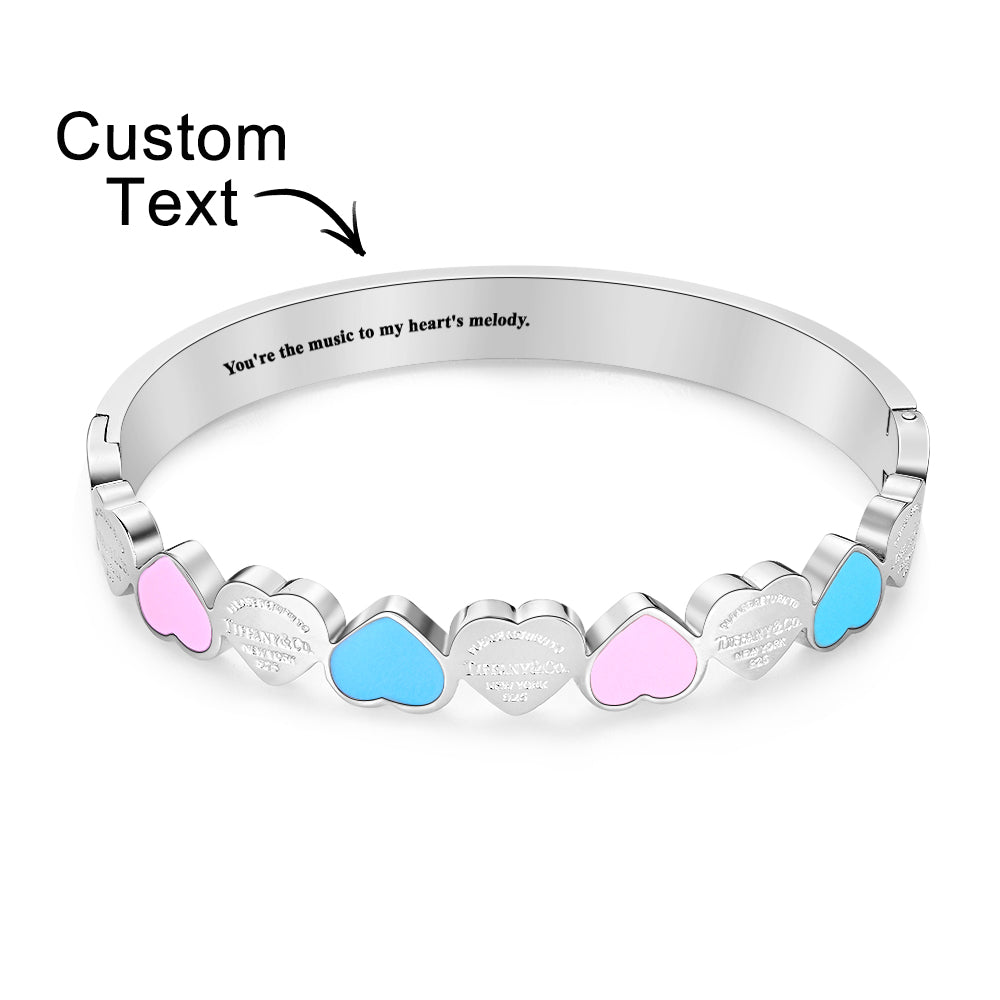 Engravable Peach Heart Bracelet Sweet Cute Colorful Bracelet Jewelry Gift For Her