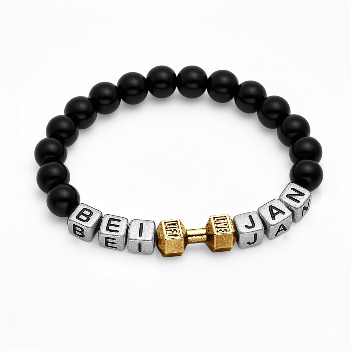 Custom Fitness Bracelet Dumbbell Bracelet Personalized Name Men's Bracelets