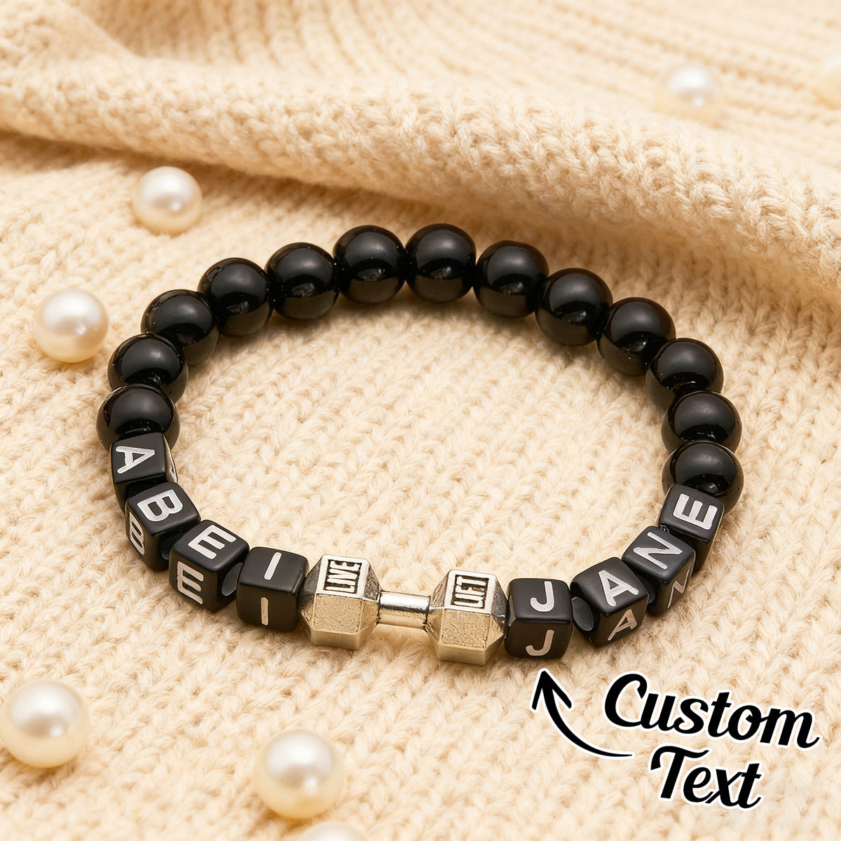 Custom Fitness Bracelet Dumbbell Bracelet Personalized Name Men's Bracelets