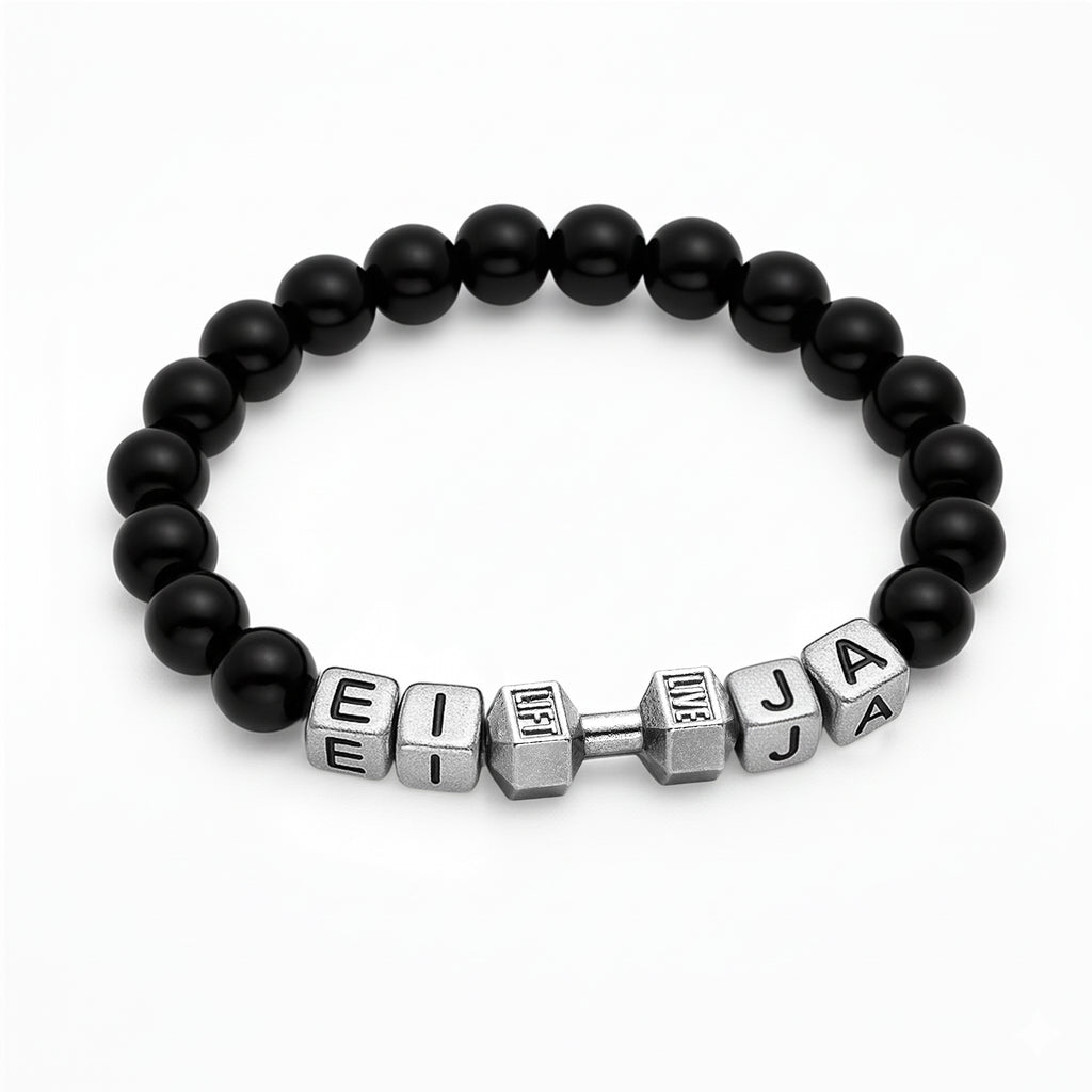Custom Fitness Bracelet Dumbbell Bracelet Personalized Name Men's Bracelets