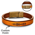 Custom Engraved Music Code Bracelet Personalized Song Leather Bracelet with Strong Magnetic Clasp