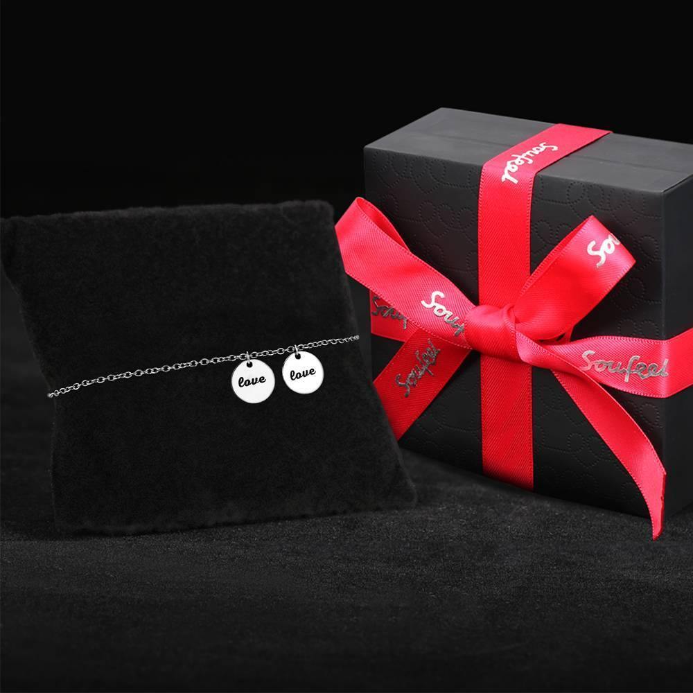 Engraved Two Coins Bracelet Silver - Length Adjustable