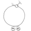 Engraved Two Coins Bracelet Silver - Length Adjustable