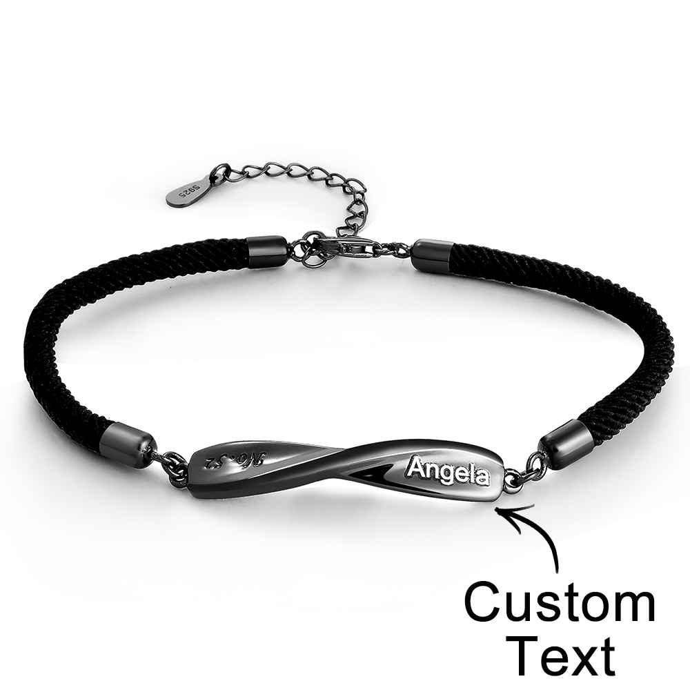 Engraved Mobius Couple Bracelet Personalized Braided Bracelet Valentine's Day Gifts