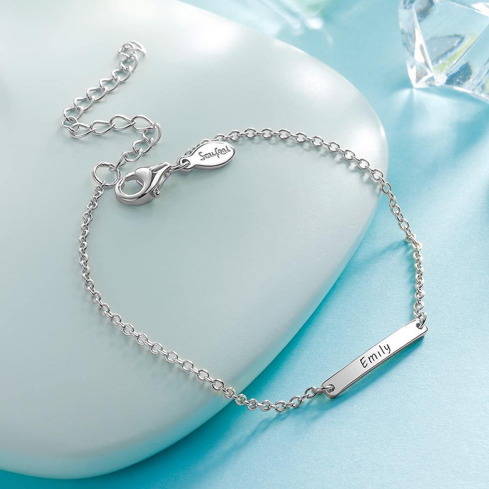 Engraved Bracelet Name Bracelet Memorial Gifts for Kids Silver
