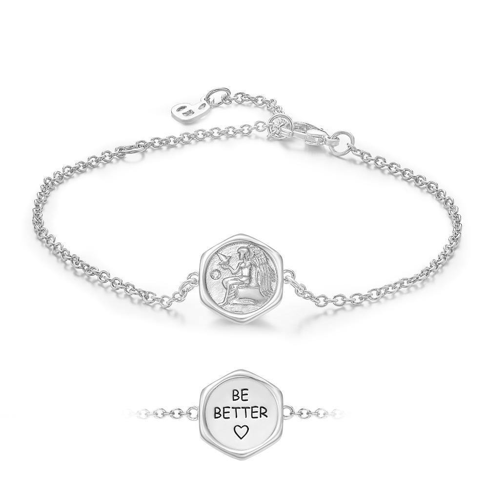 Name Bracelet Victory Wishing Coin Good Luck Bracelet 14k Gold Plated